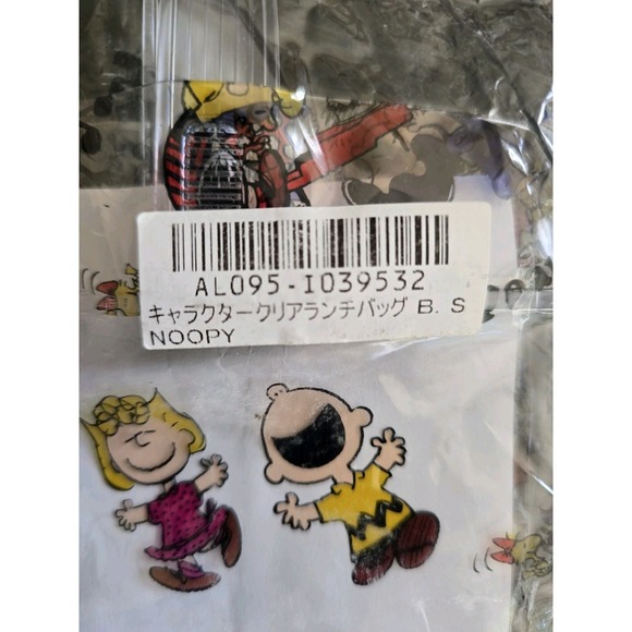 Peanuts Snoopy Clear Lunch Bag Vinyl Tote Charlie Brown Woodstock Lucy Japan NEW - Picture 3 of 5